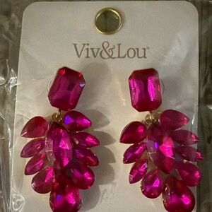 Fuchsia Crystal Statement Drop Earrings